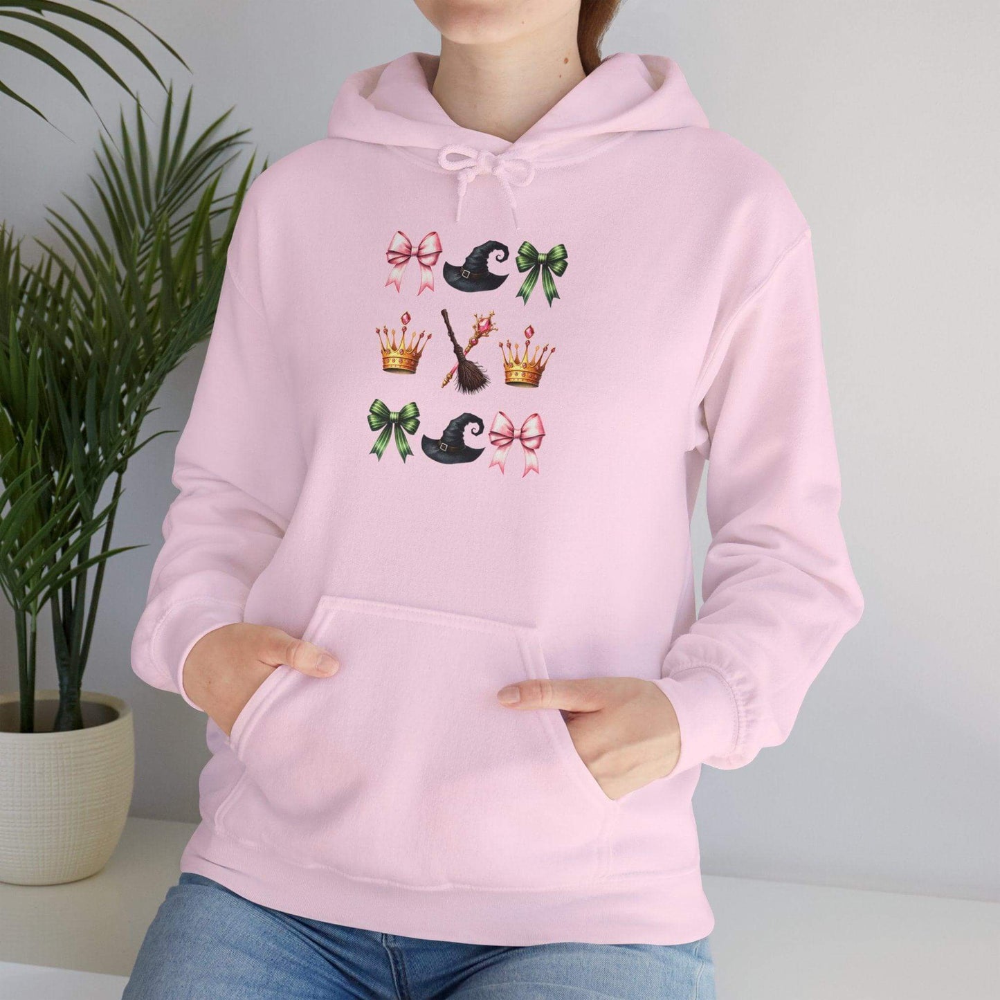 Green and Pink Coquette Bows, Unisex Heavy Blend™ Hooded Sweatshirt - Crafty Harvest Designs