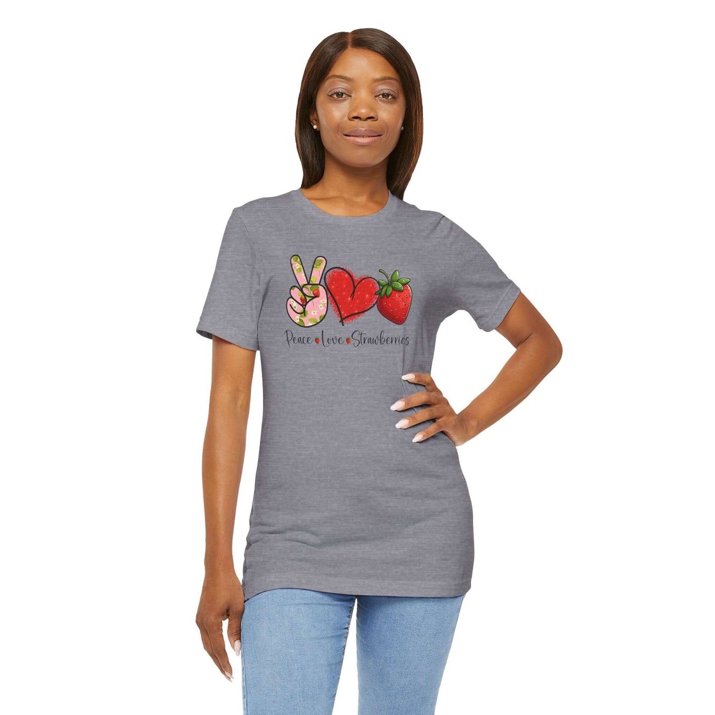 Peace Love Strawberries Unisex Jersey Short Sleeve Tee | Soft & Stylish Tee