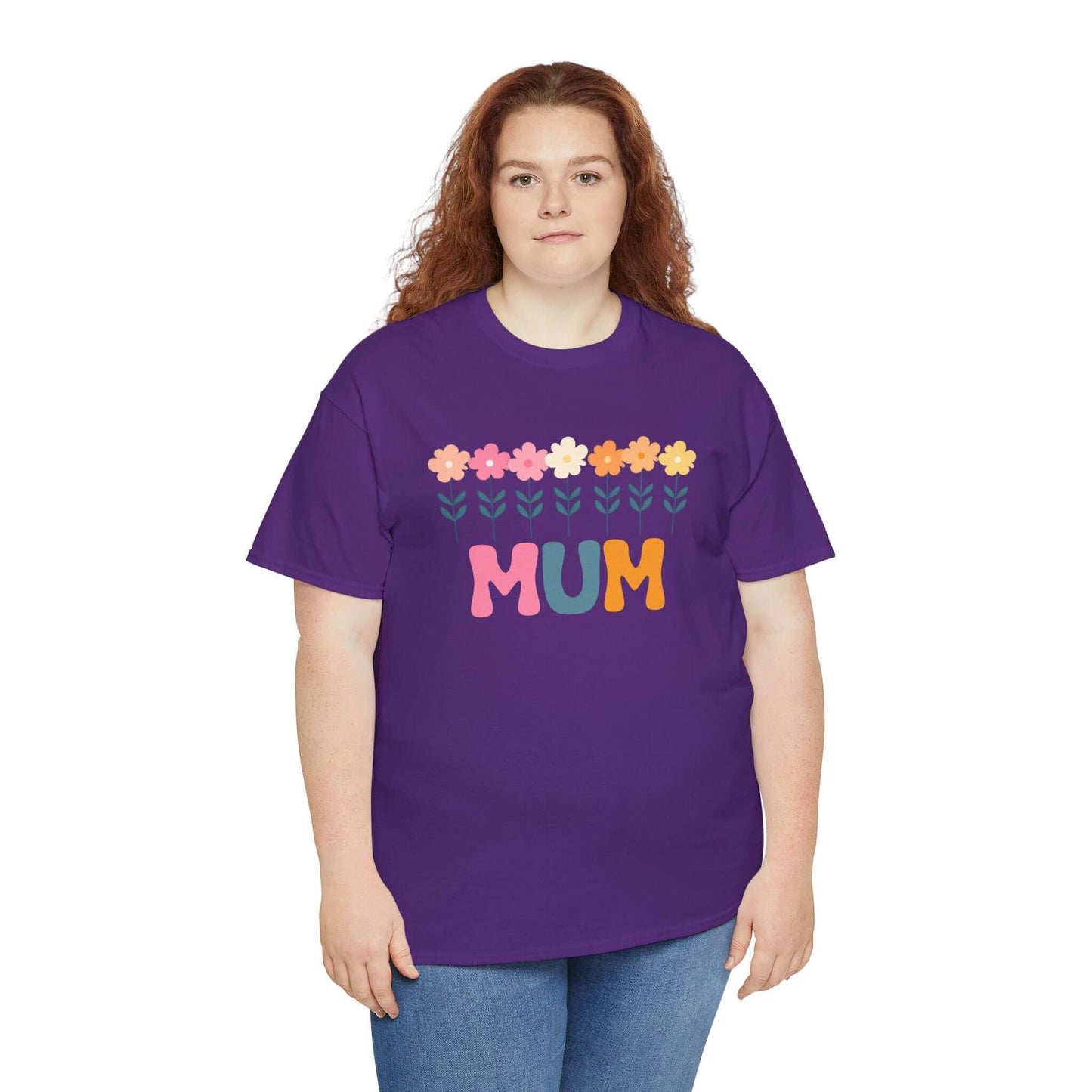 Floral Mum Unisex Heavy Cotton Tee | Retro Flower Mum Shirt