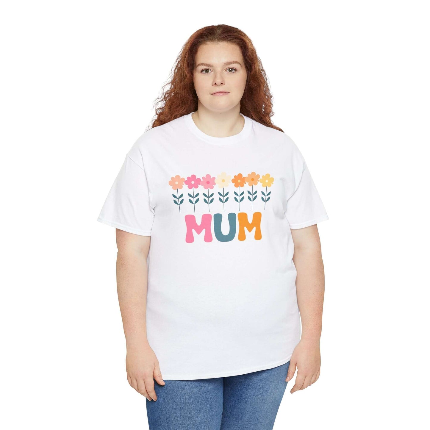 Floral Mum Unisex Heavy Cotton Tee | Retro Flower Mum Shirt