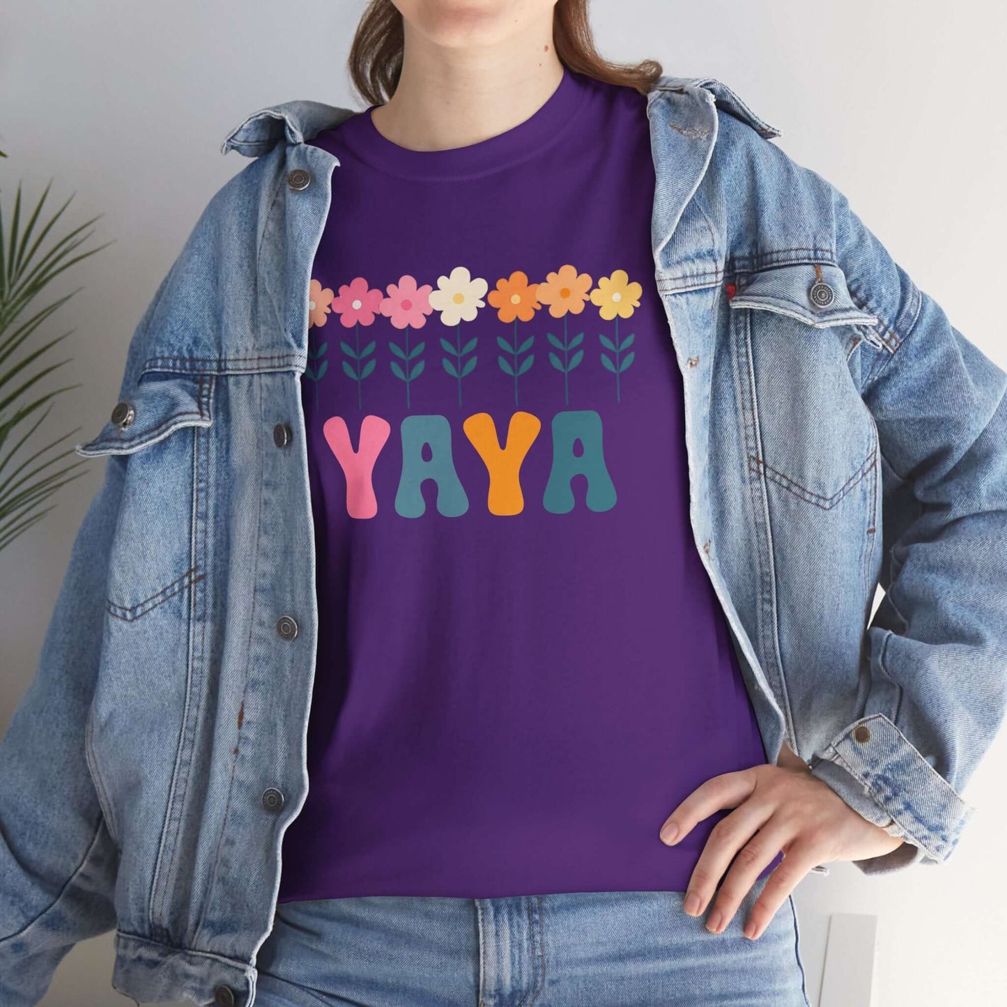 Floral Yaya Unisex Heavy Cotton Tee | Retro Daisy Yaya Shirt