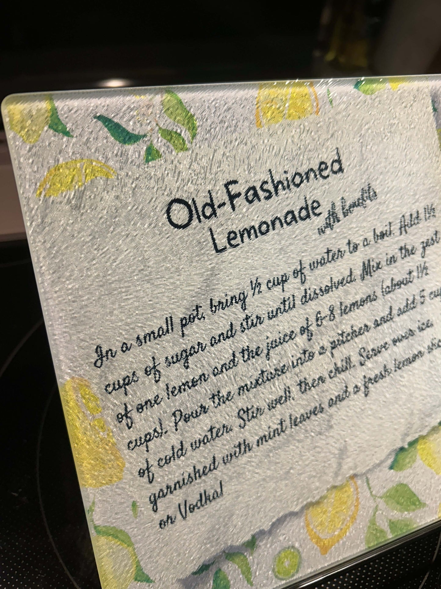 Old-Fashioned Lemonade Recipe | Glass Cutting Board PNG – Digital Download