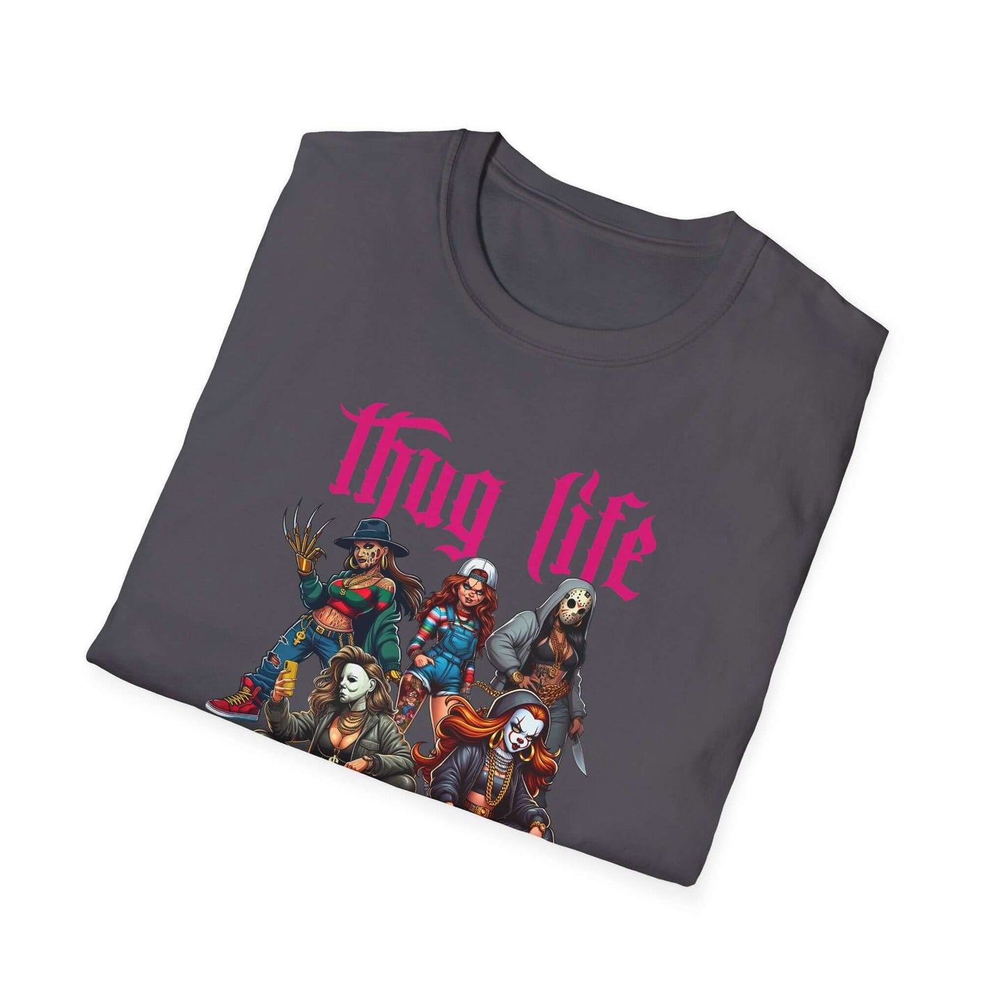 Lady Thug Life Pink Font Horror Character Unisex Softstyle T-Shirt