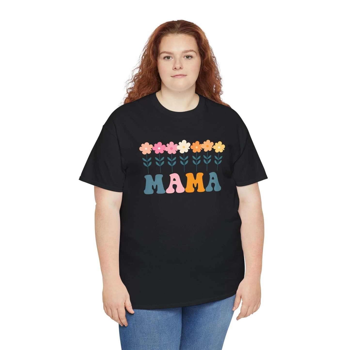 Daisy Mama Unisex Heavy Cotton Tee | Retro Floral Mom Shirt
