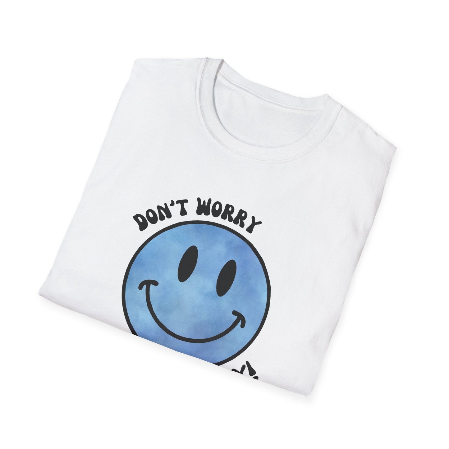 Don’t Worry, Be Happy! Blue Smiley Face Unisex T-Shirt