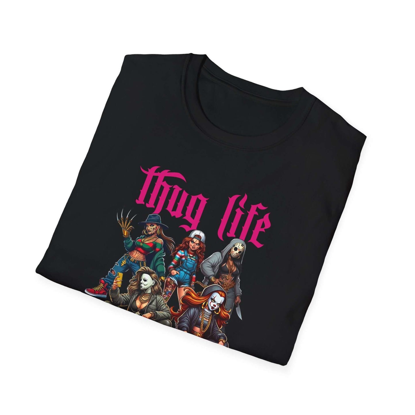 Lady Thug Life Pink Font Horror Character Unisex Softstyle T-Shirt