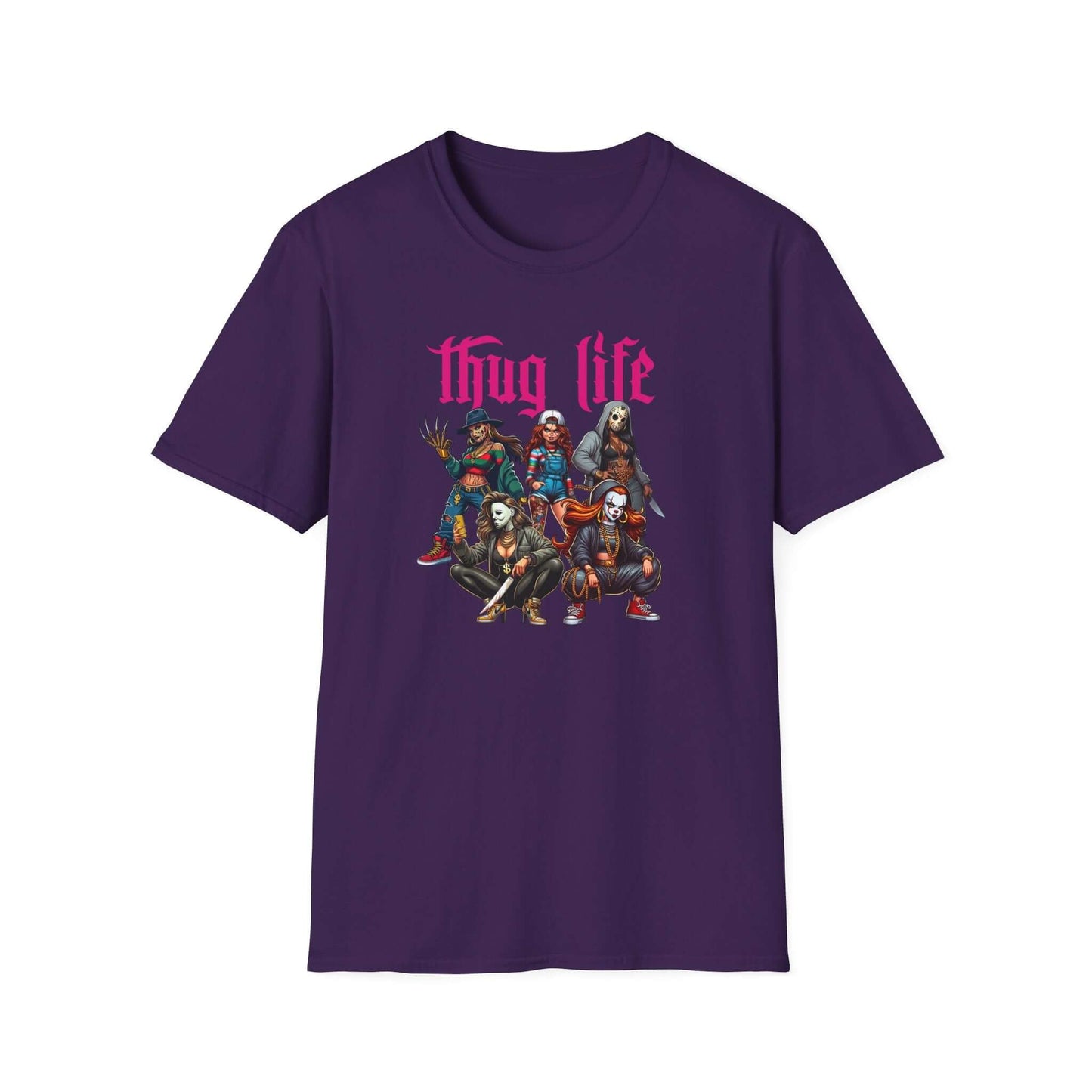 Lady Thug Life Pink Font Horror Character Unisex Softstyle T-Shirt