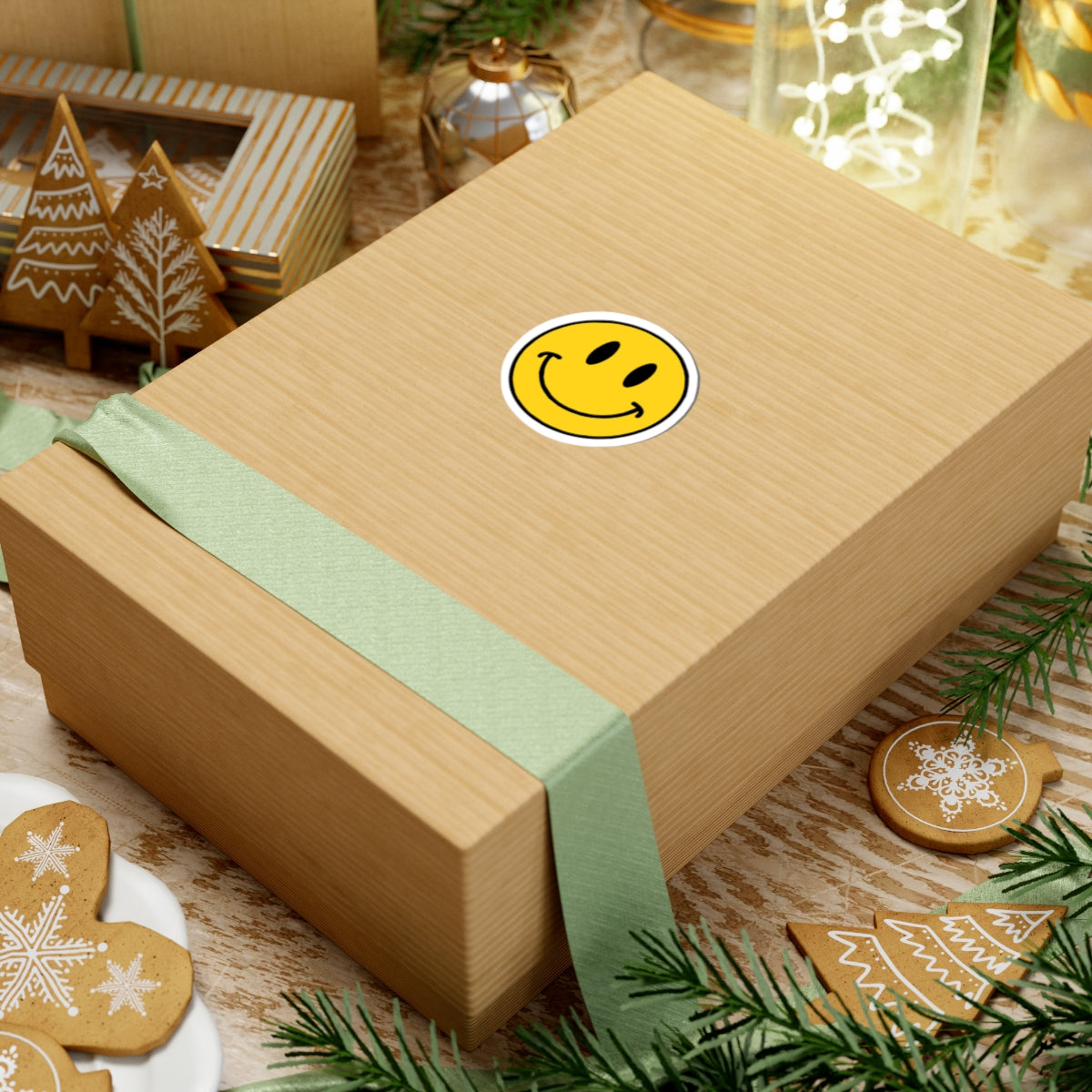 Classic Yellow Smiley Face Sticker | Kiss-Cut Vinyl Decal / Stickers