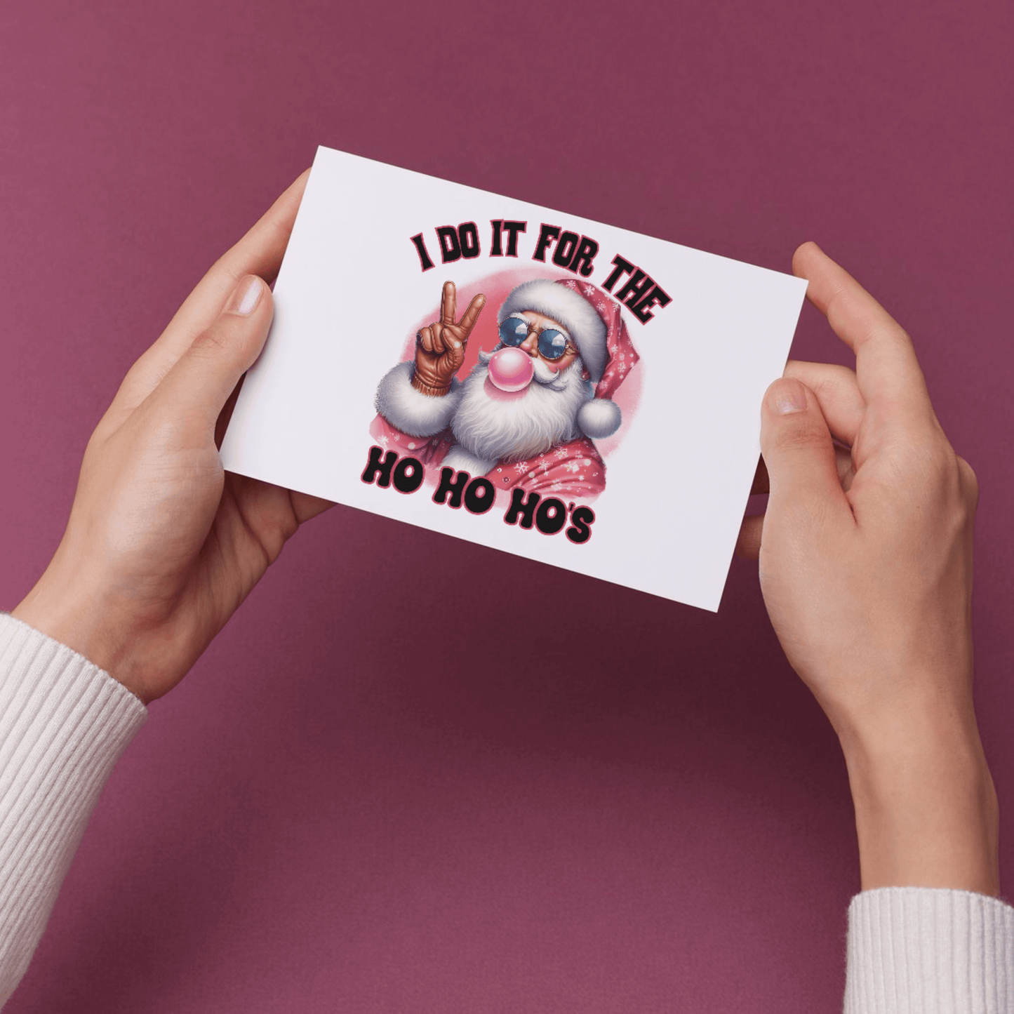 “I Do It for the Ho Ho Ho’s” Retro Santa Bubblegum digital design, png download - Crafty Harvest Designs