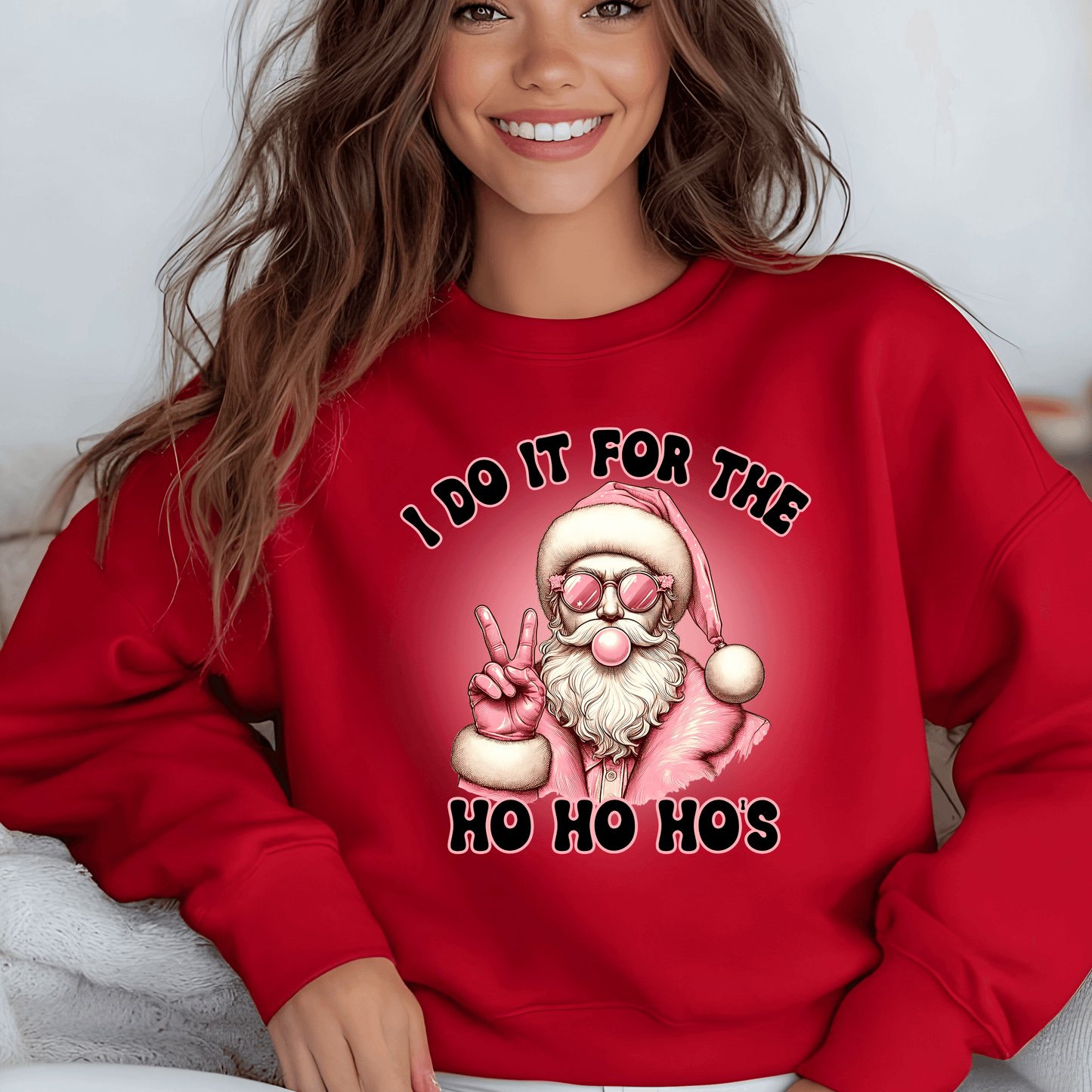 “I Do It for the Ho Ho Ho’s” Retro Santa Bubblegum digital design, png download - Crafty Harvest Designs