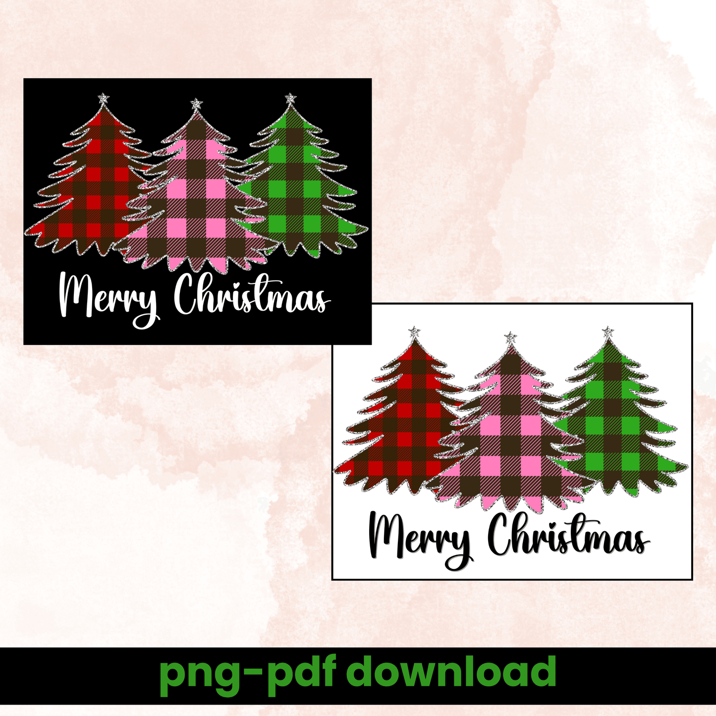Buffalo Plaid Christmas Trees | Merry Christmas Digital Design PNG - Crafty Harvest Designs