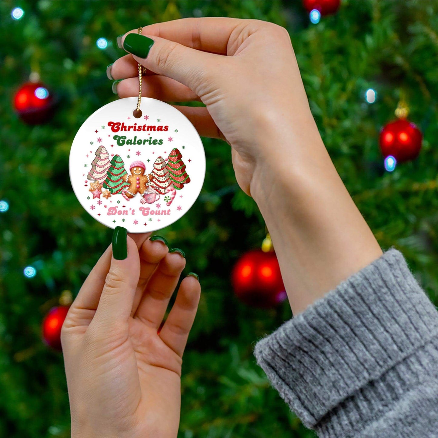 Christmas Calories Don't Count, Ceramic Ornament - Crafty Harvest Designs