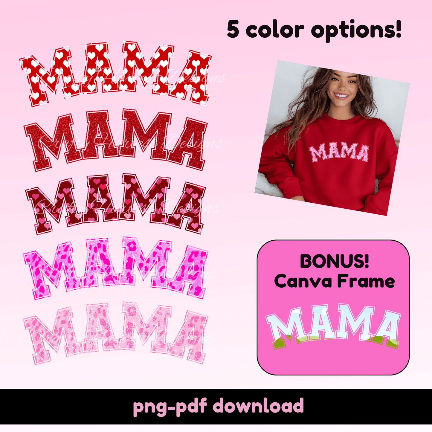 Valentine’s Day “MAMA” Design Set with BONUS Canva Frame - Crafty Harvest Designs