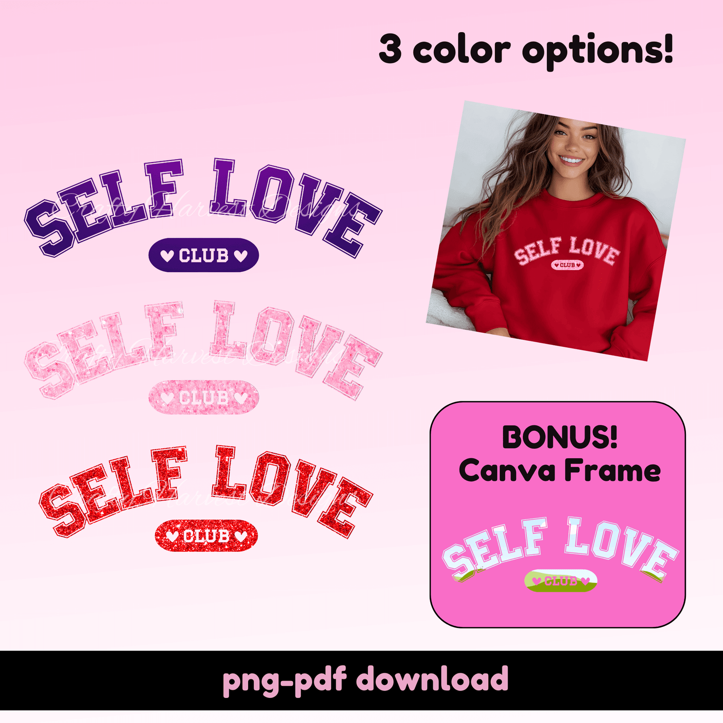 “Self Love Club” Design Set with BONUS Canva Frame - Crafty Harvest Designs