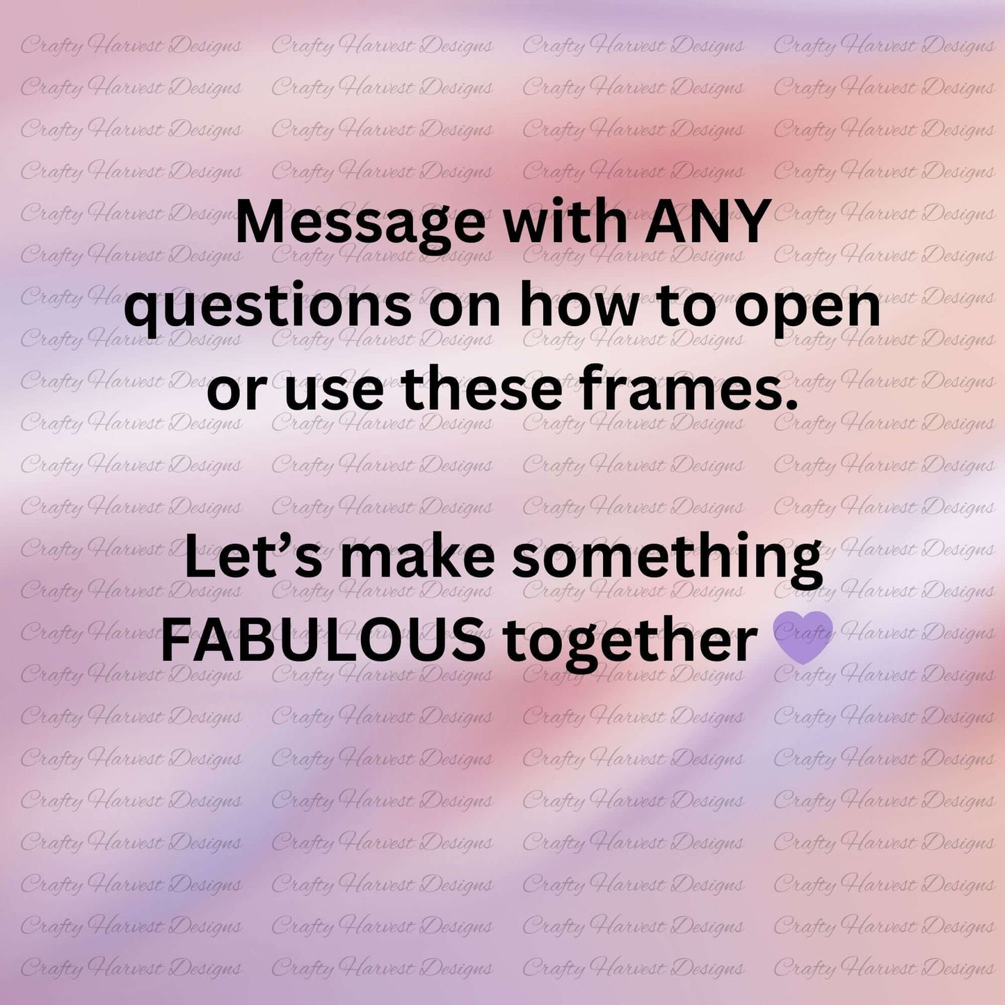 Pastel pink Canva background with text, Canva frame contact us