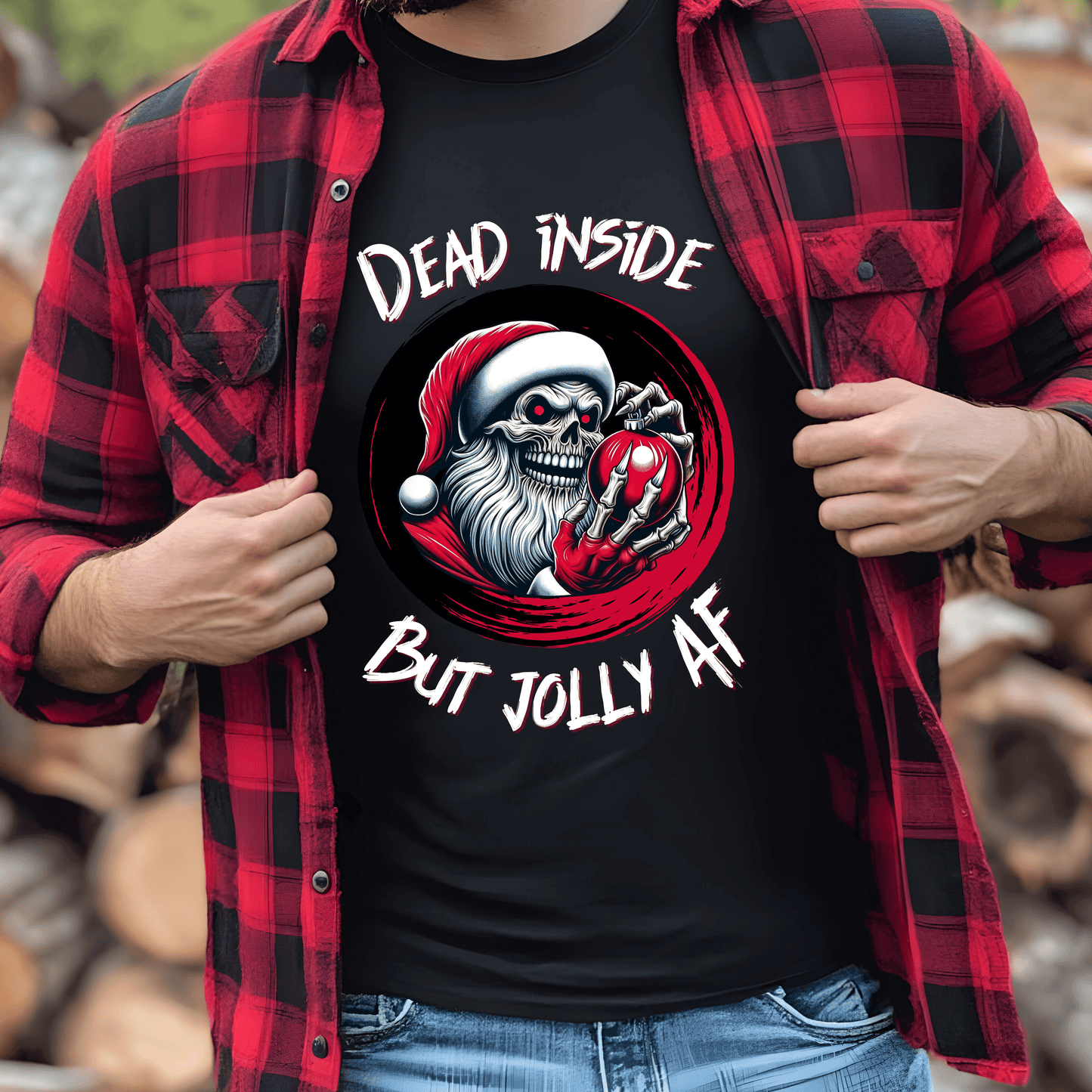 Dead Inside But Jolly AF | Merry Christmas Skeleton Digital Design - PNG & PDF - Crafty Harvest Designs