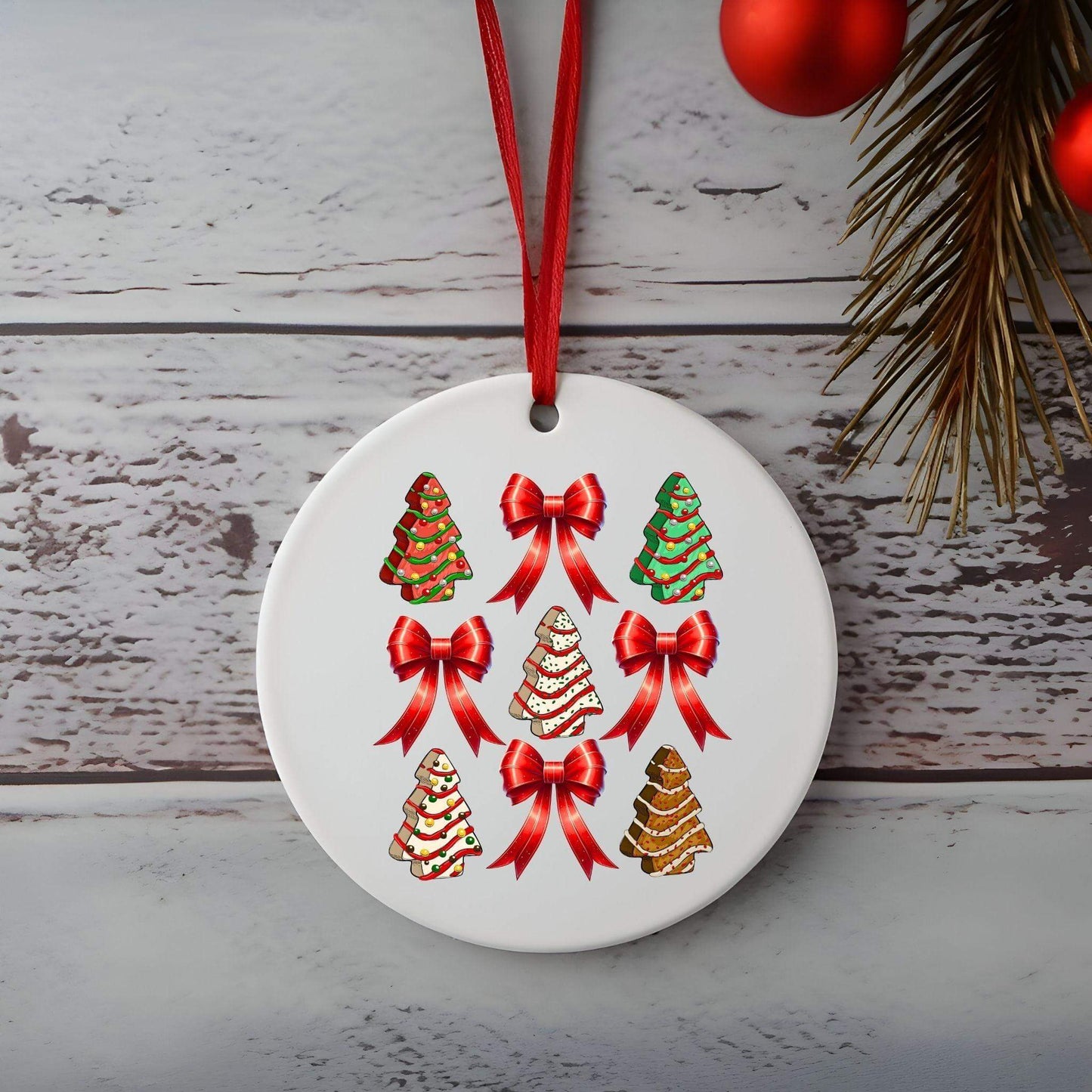 Christmas Tree Cake Coquette Bow PNG | Cute Christmas Design Download - Crafty Harvest Designs