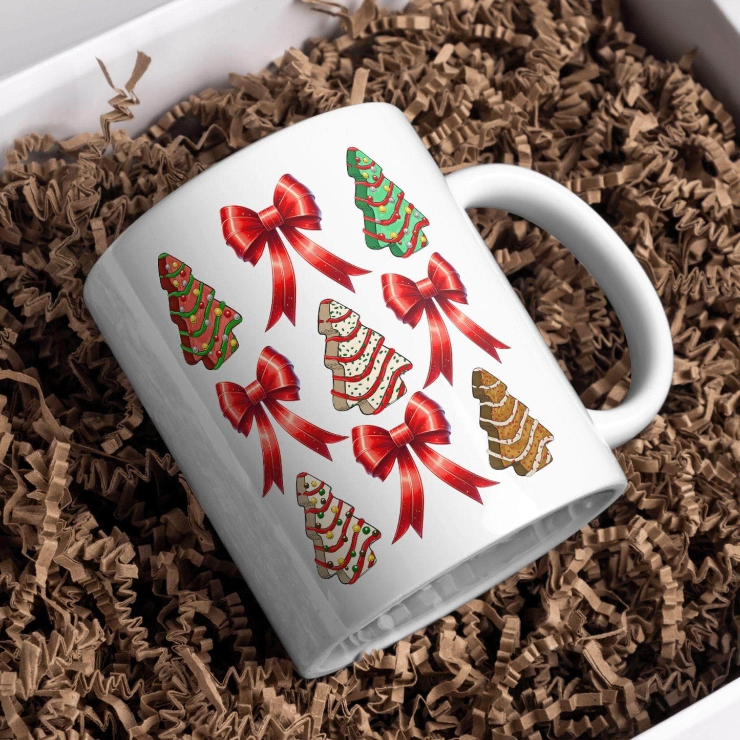 Christmas Tree Cake Coquette Bow PNG | Cute Christmas Design Download - Crafty Harvest Designs