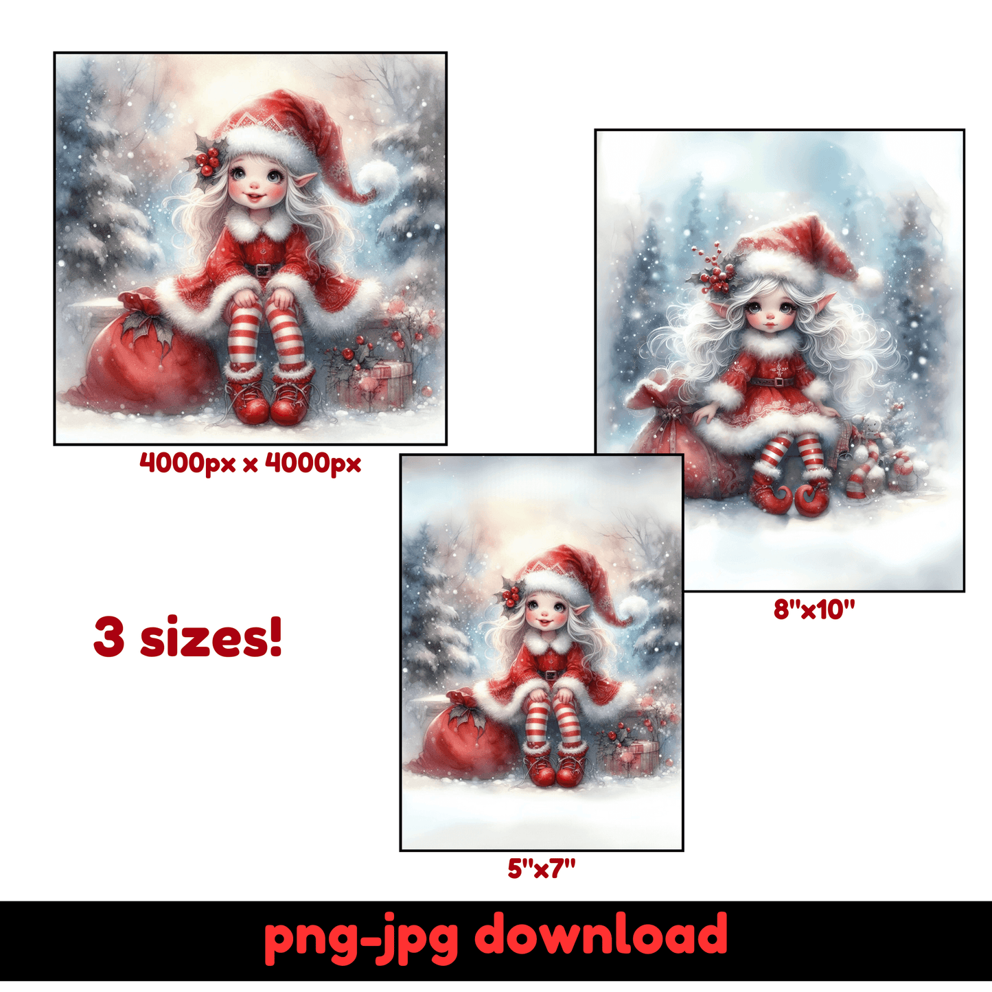 Magical Holiday Elf Designs | 4 Colors for Decoupage & Sublimation - Crafty Harvest Designs