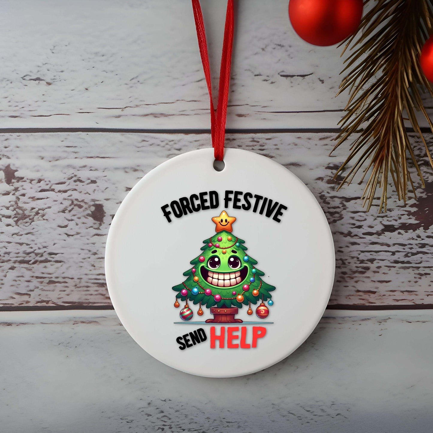 Forced Festive. Send HELP | Hilarious Christmas Design PNG - Crafty Harvest Designs