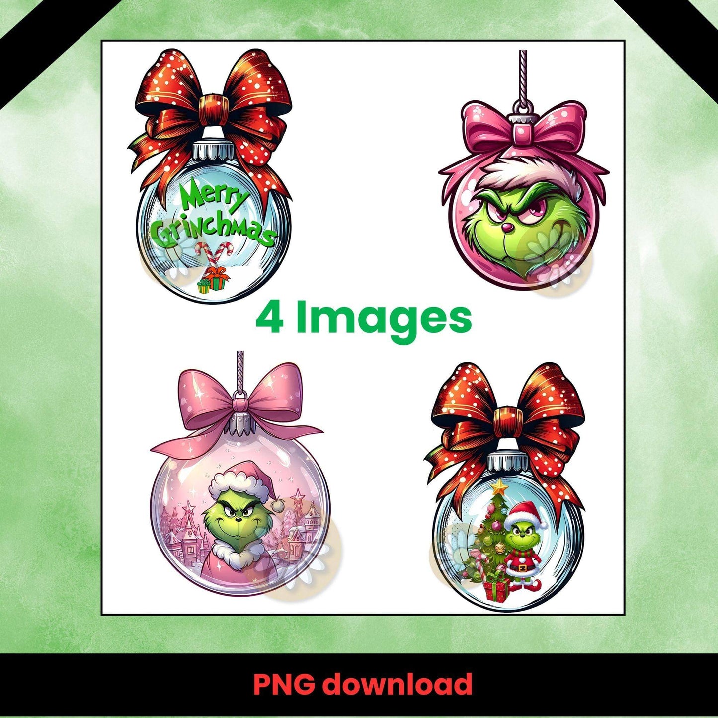 Merry Grinchmas PNG Bundle | Grinch Ornaments & Christmas Designs - Crafty Harvest Designs