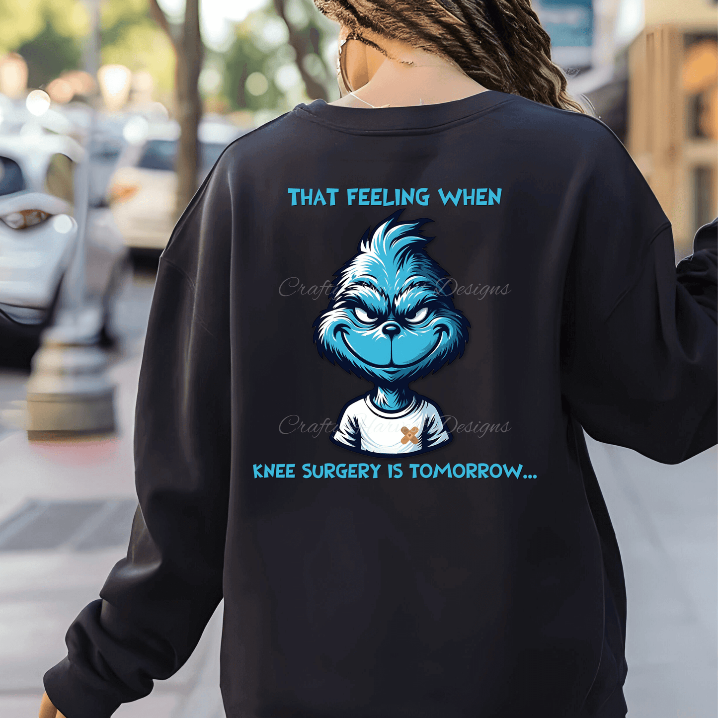 Knee Surgery Tomorrow Grinch Design | PNG & PDF with 3 Font Colors - Crafty Harvest Designs