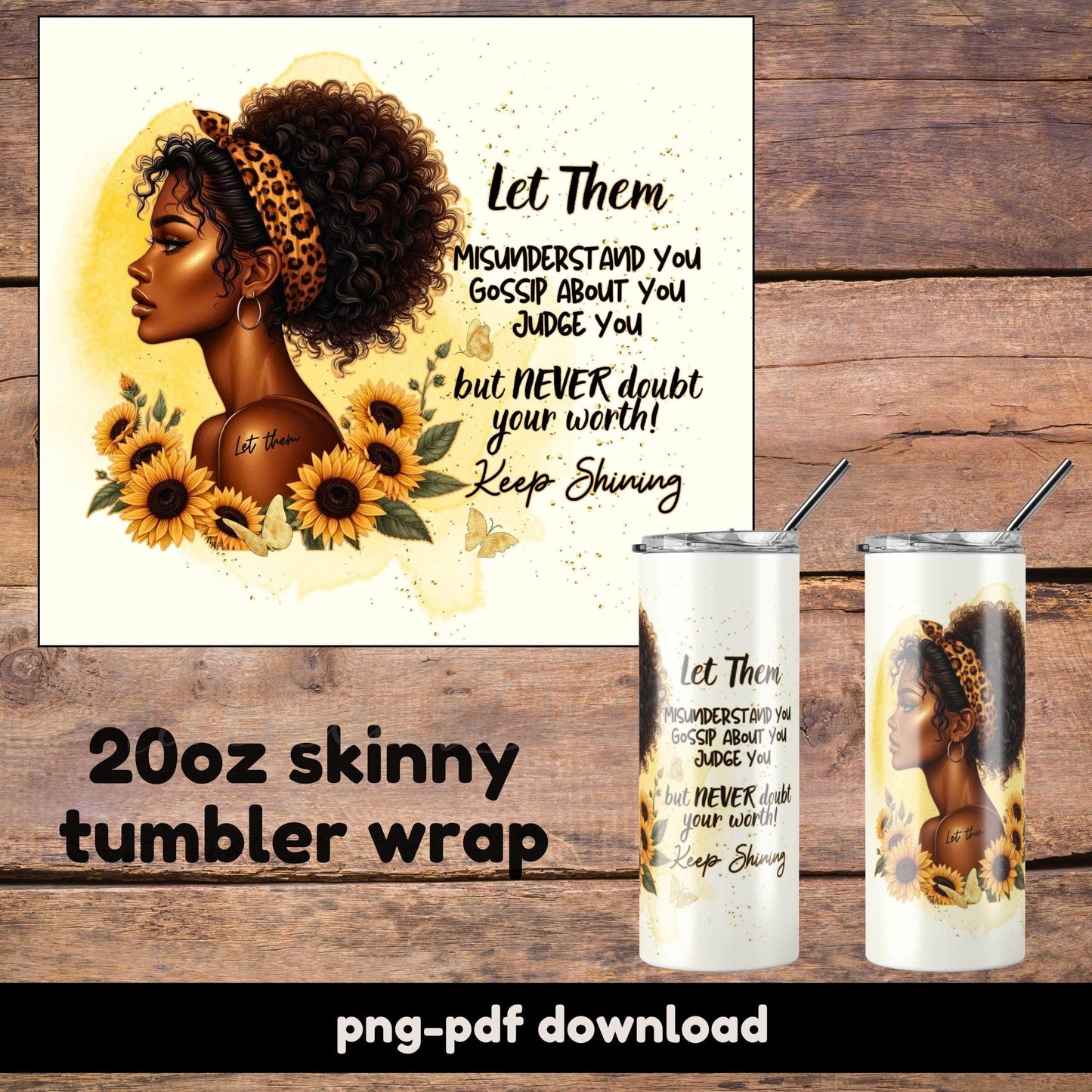 “Let Them” Tumbler Wrap Bundle - 4 Designs for 20oz Skinny Tumblers | PNG-PDF Download - Crafty Harvest Designs