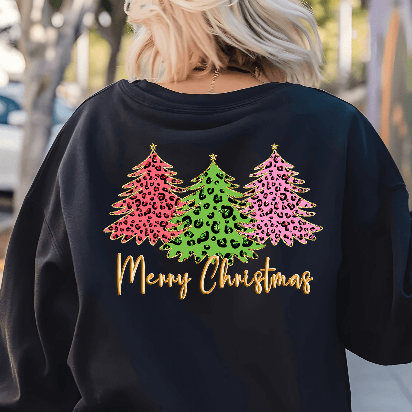 Leopard Print Christmas Trees | Glittery Holiday Design PNG - Crafty Harvest Designs