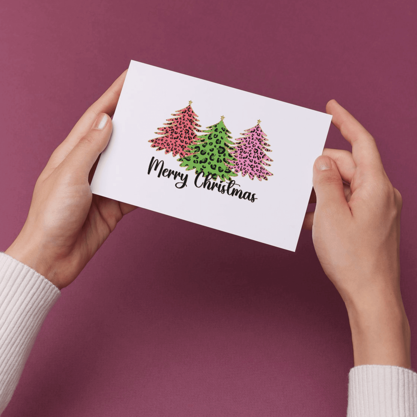 Leopard Print Christmas Trees | Glittery Holiday Design PNG - Crafty Harvest Designs