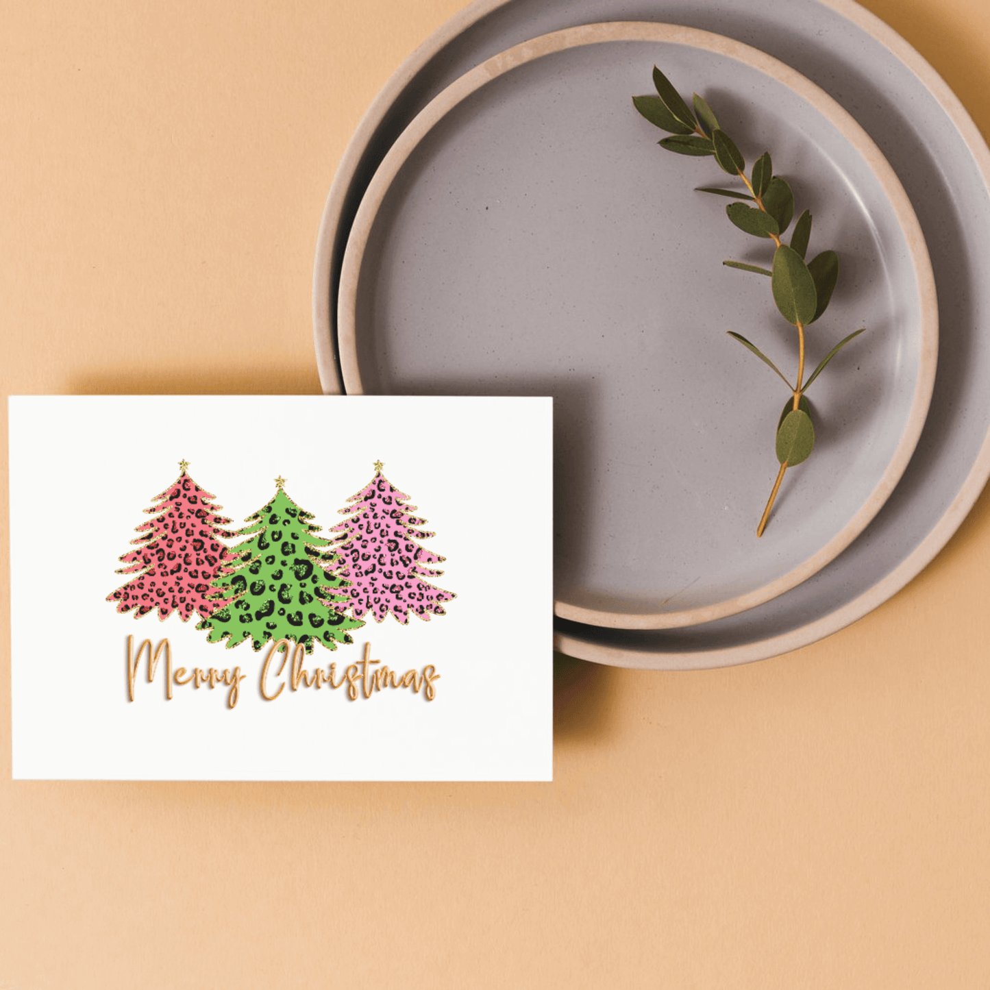 Leopard Print Christmas Trees | Glittery Holiday Design PNG - Crafty Harvest Designs