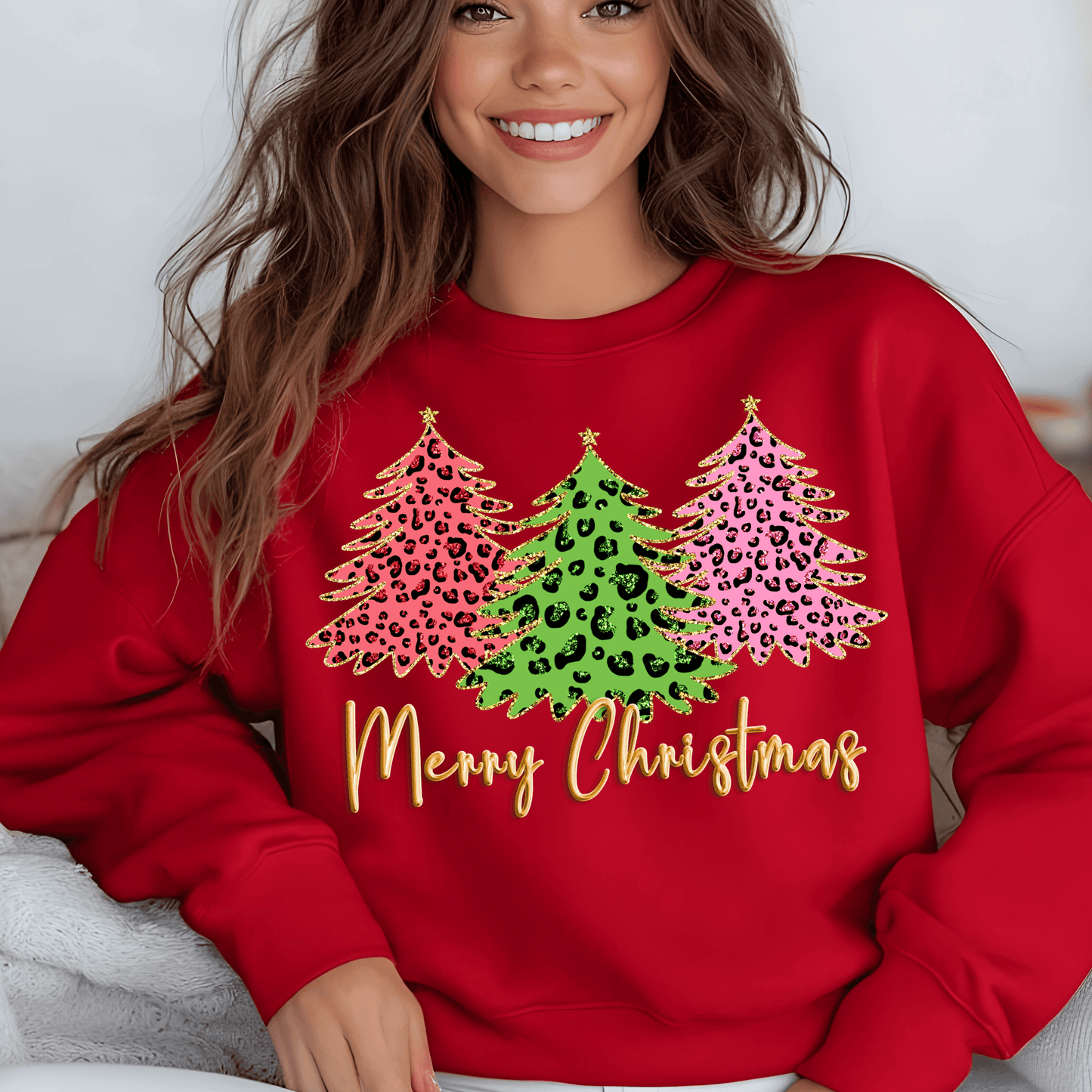Leopard Print Christmas Trees | Glittery Holiday Design PNG - Crafty Harvest Designs