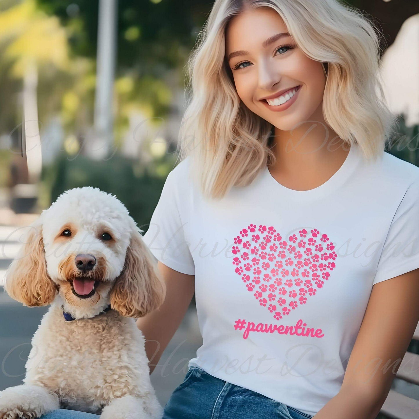 Pawentine Heart T-Shirt Design | Pink & Red Versions | PNG + PDF - Crafty Harvest Designs