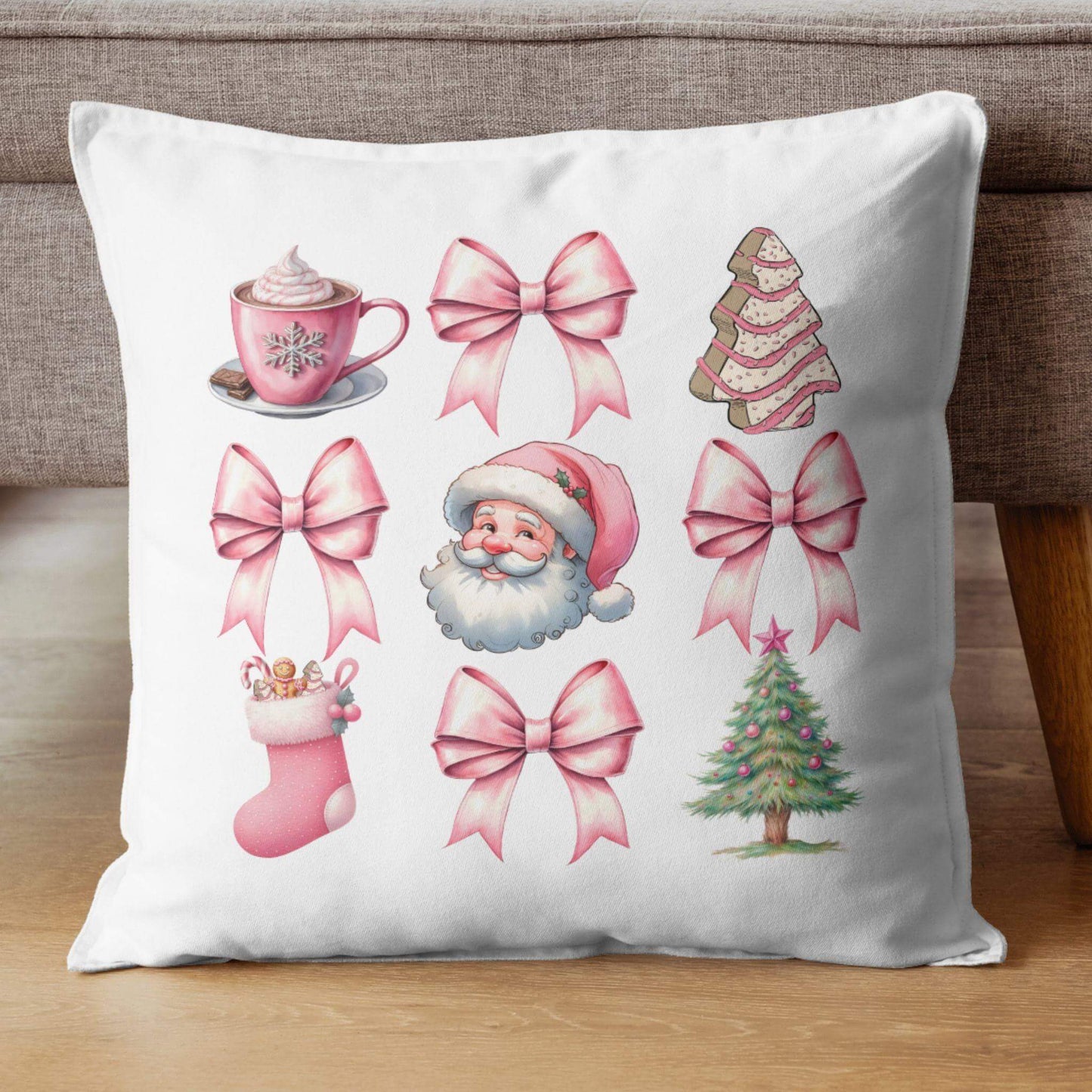 Pink Christmas Tree Cake Coquette Bow PNG | Cute Holiday Design Download - Crafty Harvest Designs