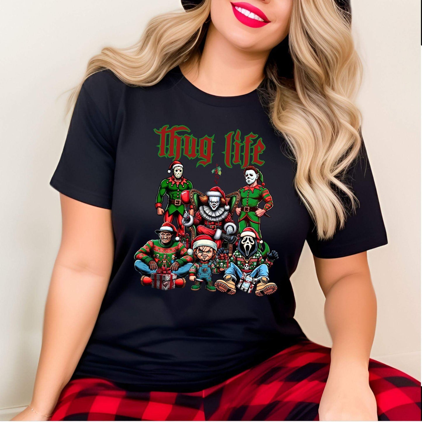 Thug Life Christmas Horror Movies PNG | Scary Movie Retro Christmas Design - Crafty Harvest Designs