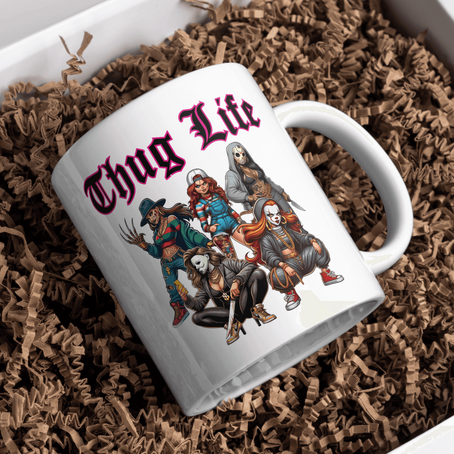 Lady Thug Life Horror Characters with Chucky | Horror Movie Sublimation Design PNG PDF - Crafty Harvest Designs