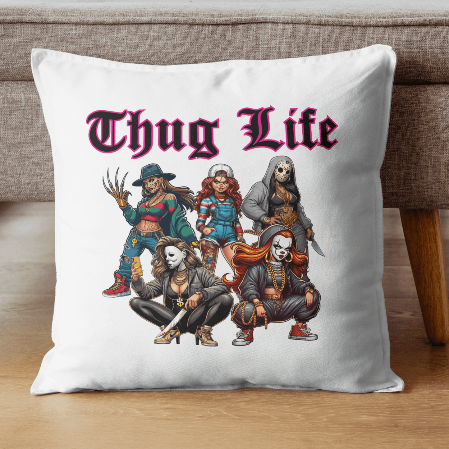Lady Thug Life Horror Characters with Chucky | Horror Movie Sublimation Design PNG PDF - Crafty Harvest Designs