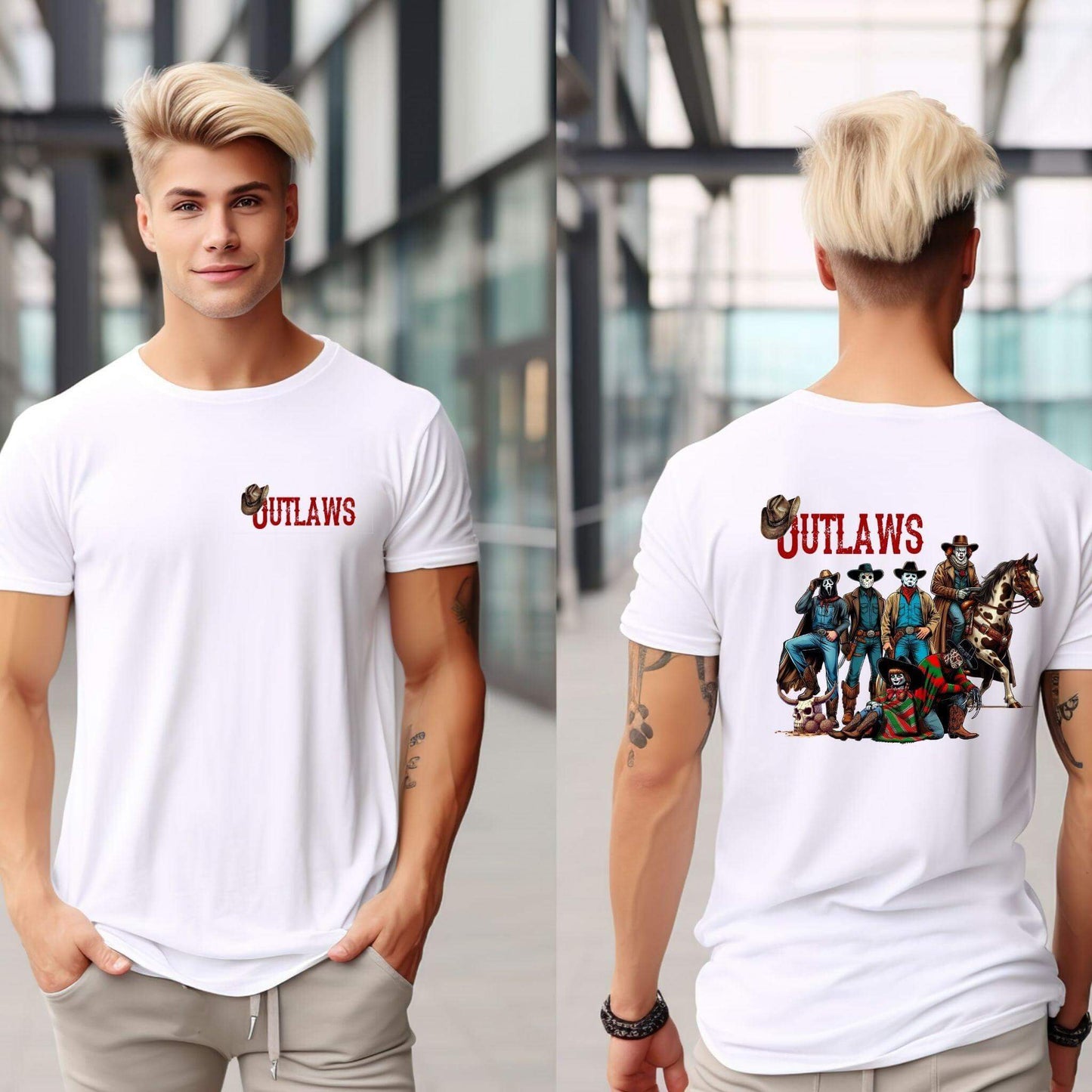 Wild West Horror Mashup PNG | Outlaw Cowboys with Spooky Masks Design - Crafty Harvest Designs