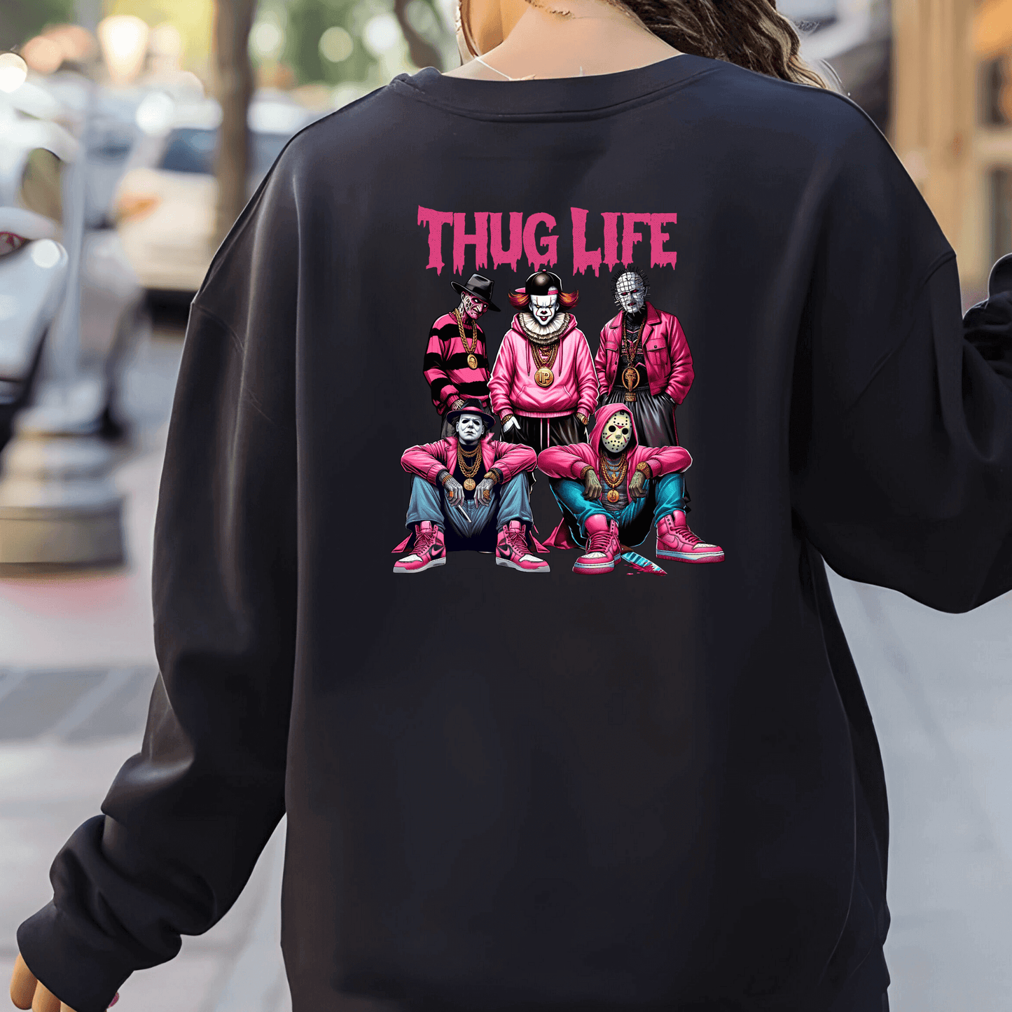 TShirt Thug Life Baddies Pink edition Halloween tshirt design PNG / PDF download . - Crafty Harvest Designs