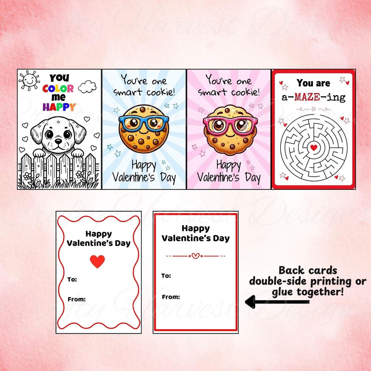 Classroom Valentine’s Day Cards - Printable Bundle (PDF & PNG) - Crafty Harvest Designs