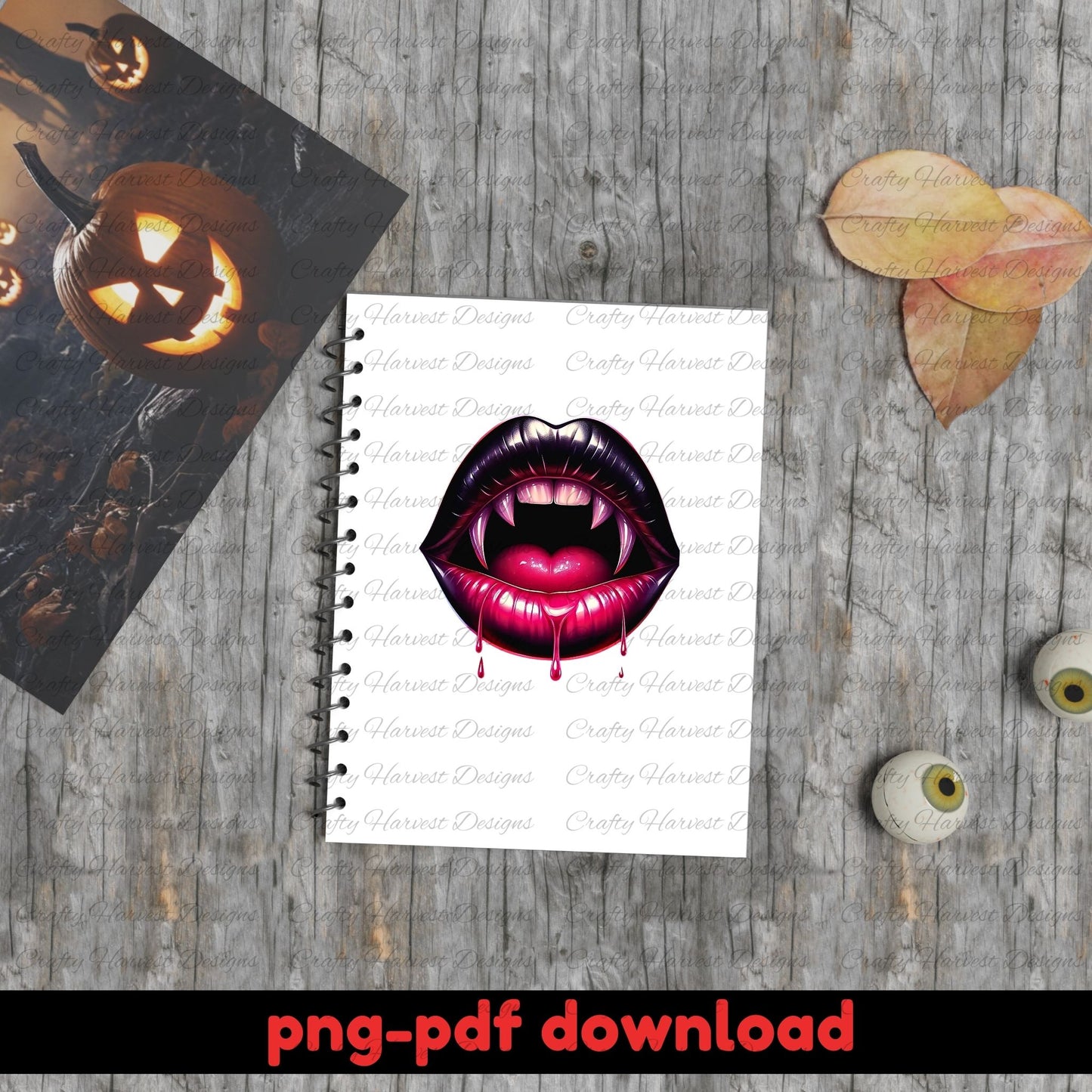 Glossy Vampire Lips Bundle | 10 Halloween Sublimation PNG Designs”