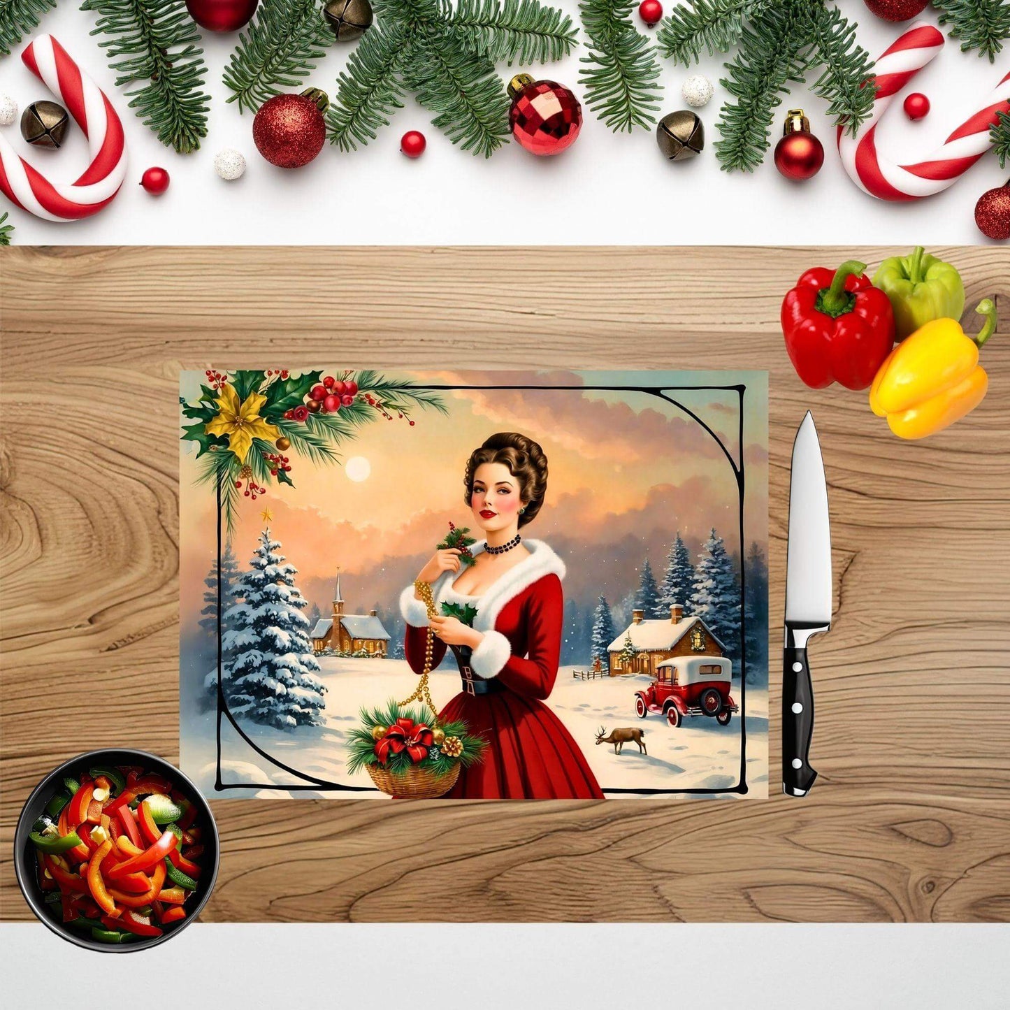 Vintage Christmas Digital Designs, sublimation cutting board designs, decoupage printable, png download - Crafty Harvest Designs