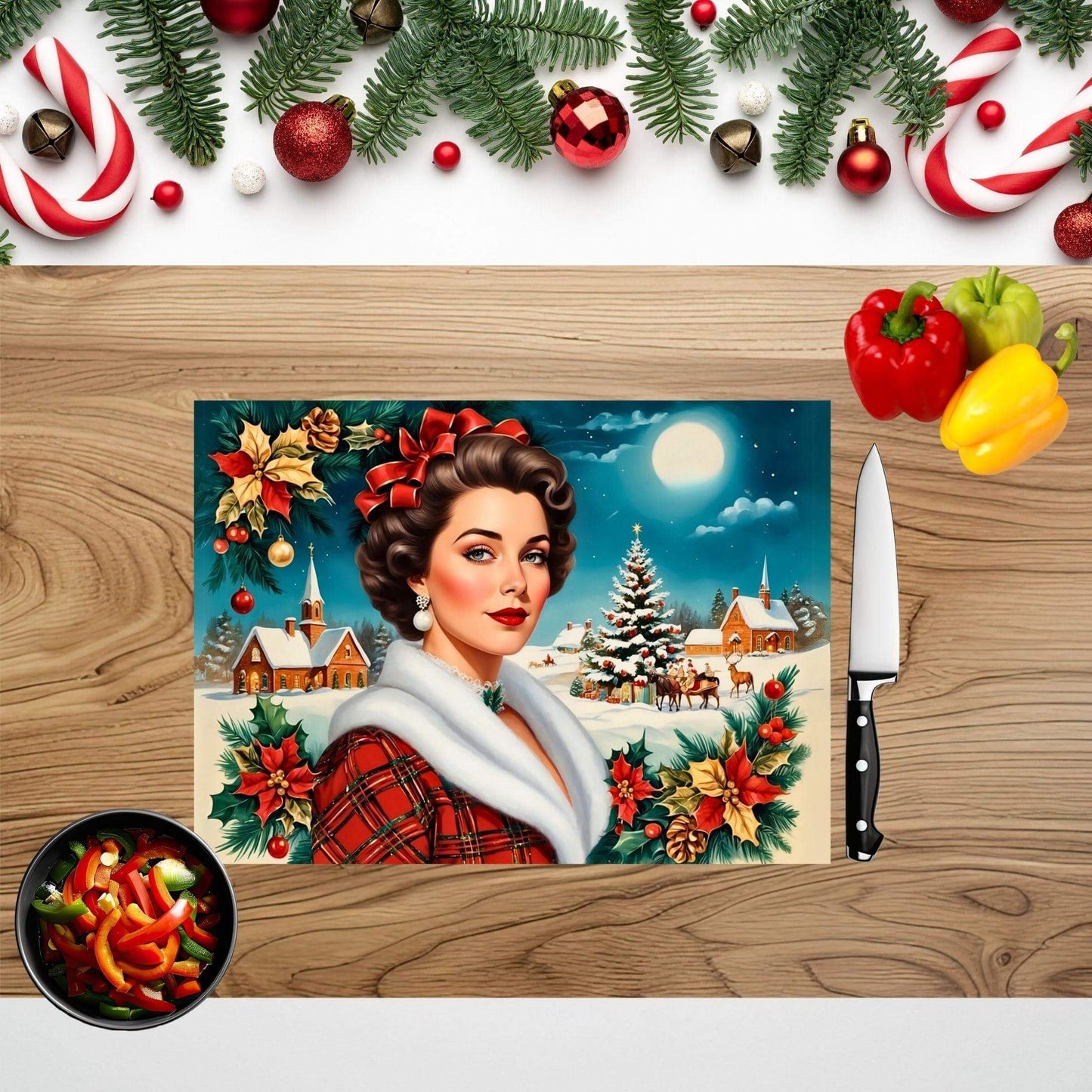 Vintage Christmas Digital Designs, sublimation cutting board designs, decoupage printable, png download - Crafty Harvest Designs