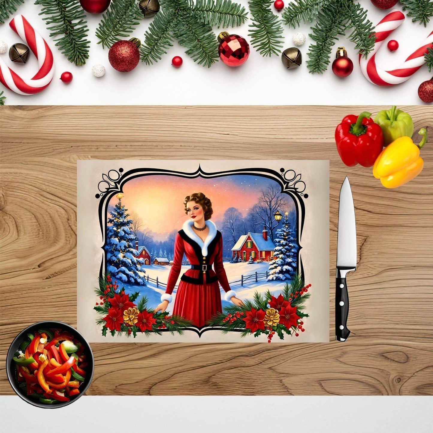 Vintage Christmas Digital Designs, sublimation cutting board designs, decoupage printable, png download - Crafty Harvest Designs