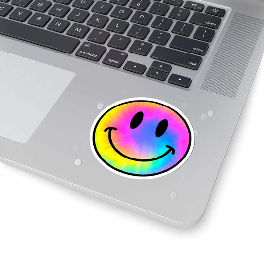 Rainbow Tie-Dye Smiley Face Sticker | Kiss-Cut Vinyl Decal / Stickers