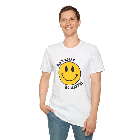 Don’t Worry, Be Happy! Yellow Smiley Face Unisex Softstyle T-Shirt