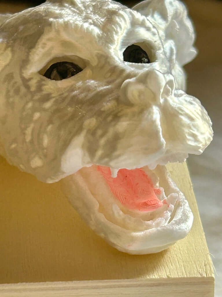 3d printed dragon head close up