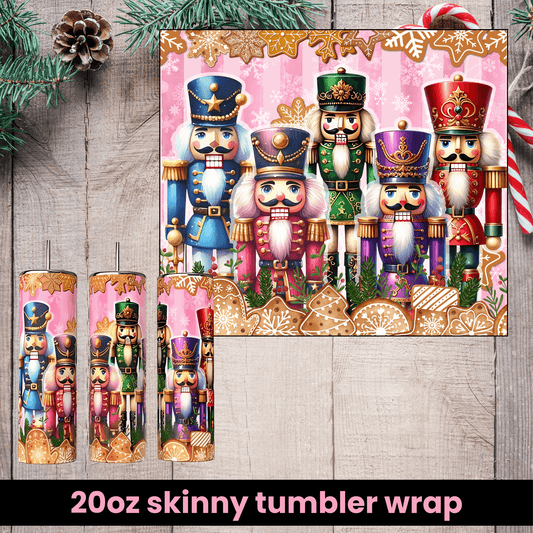 20oz Skinny Tumbler Wrap | Nutcracker Christmas PNG Download - Crafty Harvest Designs