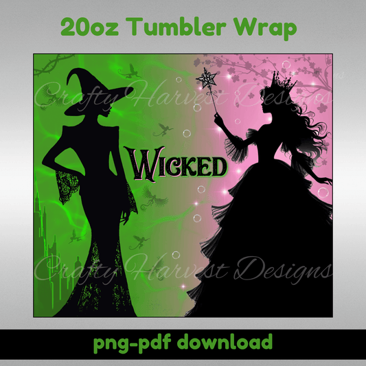 20oz Tumbler Wrap | Wicked Magic Digital Design PNG - Crafty Harvest Designs