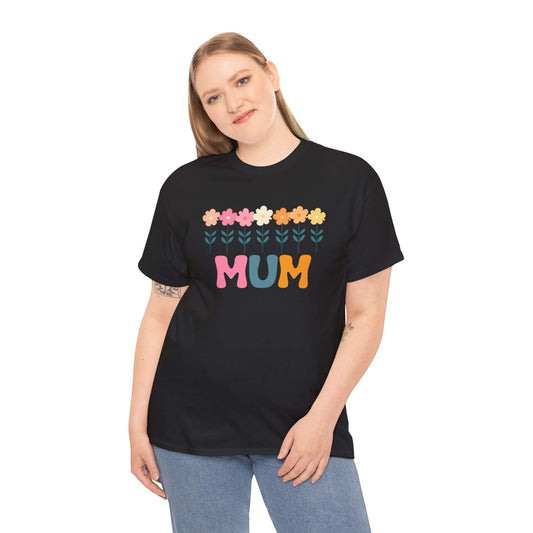 Floral Mum Unisex Heavy Cotton Tee | Retro Flower Mum Shirt