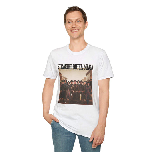Straight Outta MAGA, Front design Unisex Softstyle T-Shirt - Crafty Harvest Designs